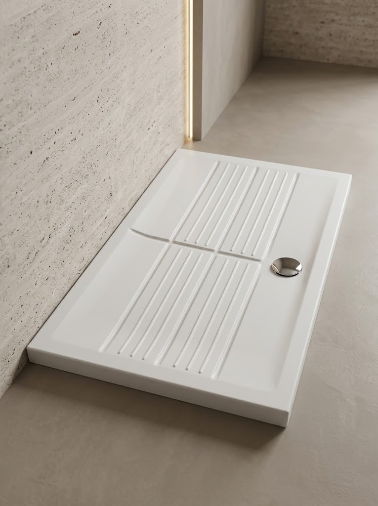Piatto doccia bianco con rilievi antiscivolo